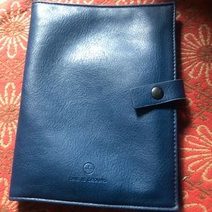 BLUE LEATHER JOURNAL POUCH CLUTCH